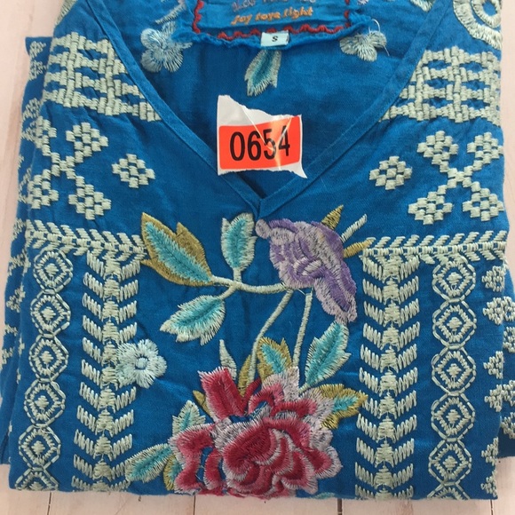 Johnny Was Blue Linen Embroidered Dress Size S - Picture 8 of 8